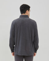Men's Gray Corduroy Long Sleeve Shirt