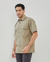 Men's Khaki Plain Short Sleeve Shirt