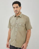 Men's Khaki Plain Short Sleeve Shirt