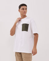 Men'S Short Sleeve Plain White T-Shirt With Front Pocket