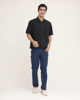 Men's Dark Blue Denim Straight Fit Jeans