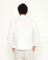 Men's Casual Premium Cotton White Long Sleeve Koko Shirt