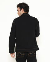 Men's Black Casual Canvas Harrington Jacket