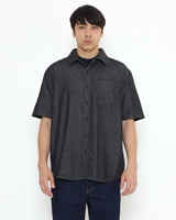 Men's Black Denim Long Sleeve Shirt