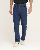Men's Dark Blue Denim Straight Fit Jeans
