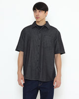 Men's Black Denim Long Sleeve Shirt