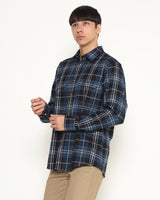 Men's Blue Plaid Long Sleeve Shirt
