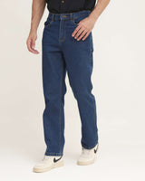Men's Dark Blue Denim Straight Fit Jeans