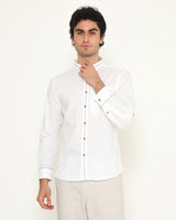 Men's Casual Premium Cotton White Long Sleeve Koko Shirt