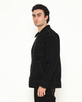 Men's Black Casual Canvas Harrington Jacket