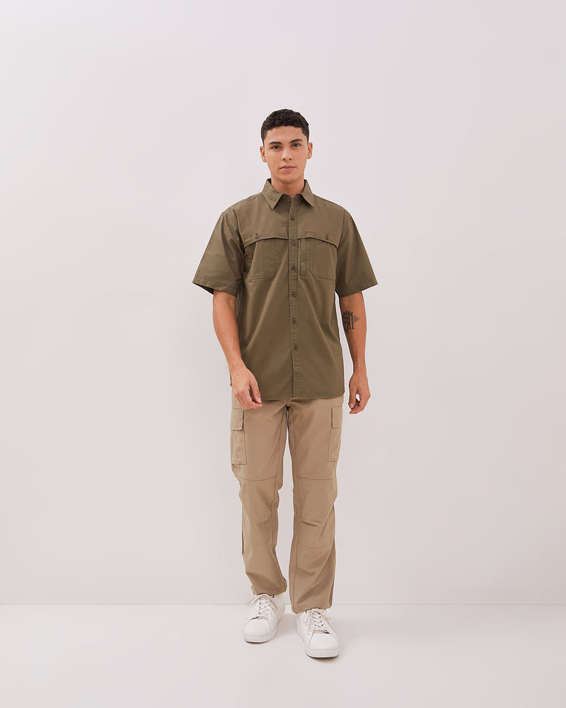 Green Short Sleeve Regular Shirt For Men