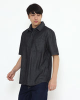 Men's Black Denim Long Sleeve Shirt