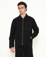 Men's Black Casual Canvas Harrington Jacket