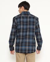 Men's Blue Plaid Long Sleeve Shirt