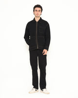 Men's Black Casual Canvas Harrington Jacket