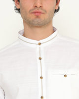 Men's Casual Premium Cotton White Long Sleeve Koko Shirt