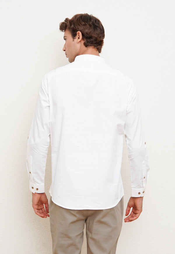 White Men's Long Sleeve Festive Shirt