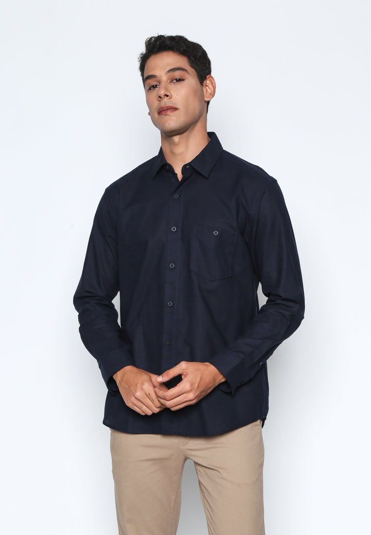 Navy Cotton Linen Shirt