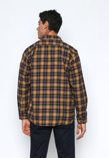 Yellow And Navy Checks Flannel Shirt