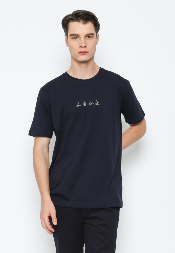 Men's Navy Print Short Sleeve T-Shirt