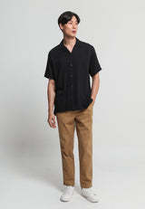 Black Relaxed Fit Cuban Shirt
