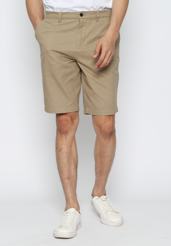 Slim Fit Cream Bermuda Shorts