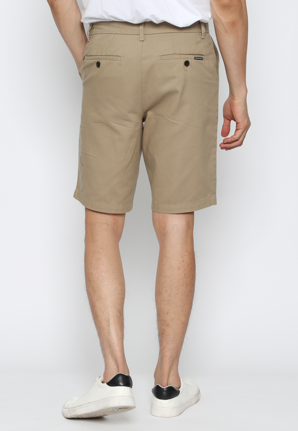 Slim Fit Cream Bermuda Shorts