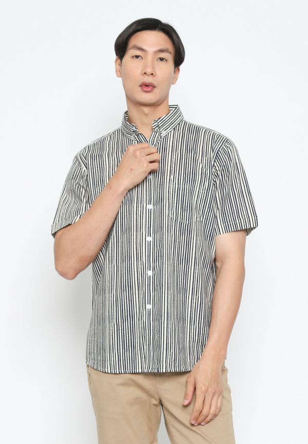 Men's Abstract Pattern Spread Collar Shirt