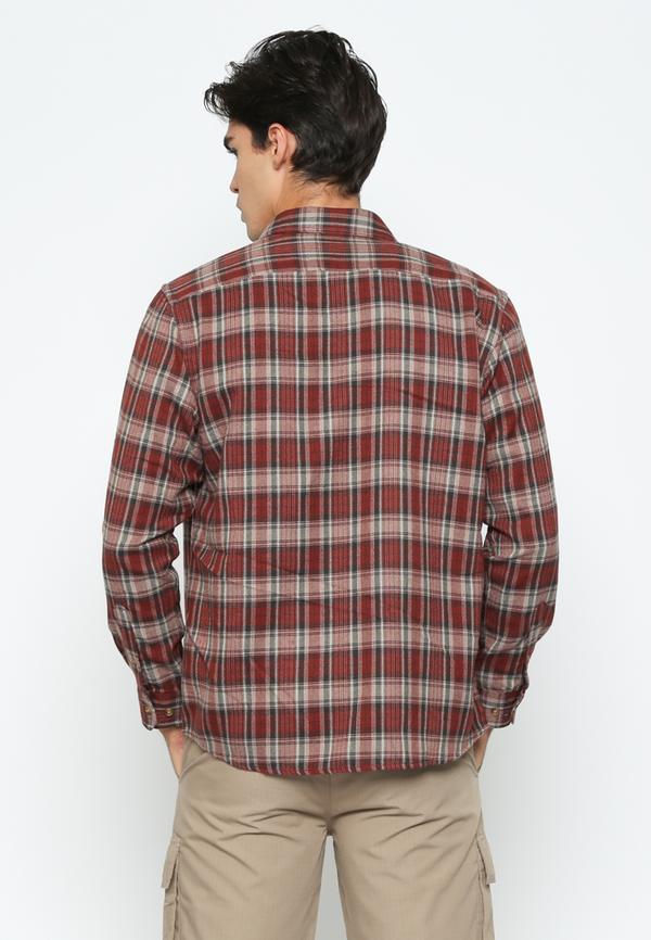 Men's Brown Long Sleeve Flannel Shirt