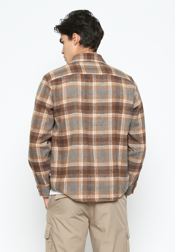 Men's Terracotta Long Sleeve Flannel Jacket