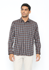 Men's Long Sleeve Blue Plaid Flannel Shirt