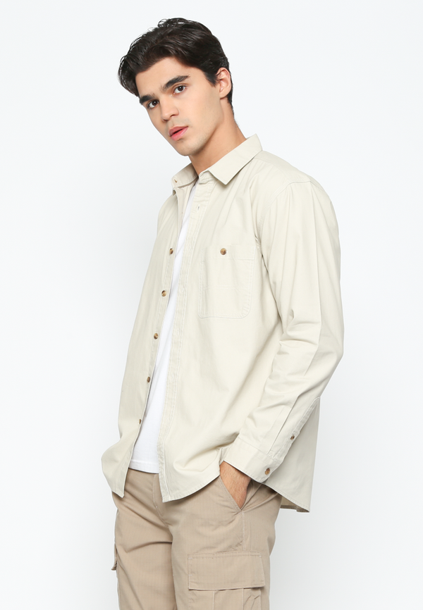 Men'S Cream Long Sleeve Shirt