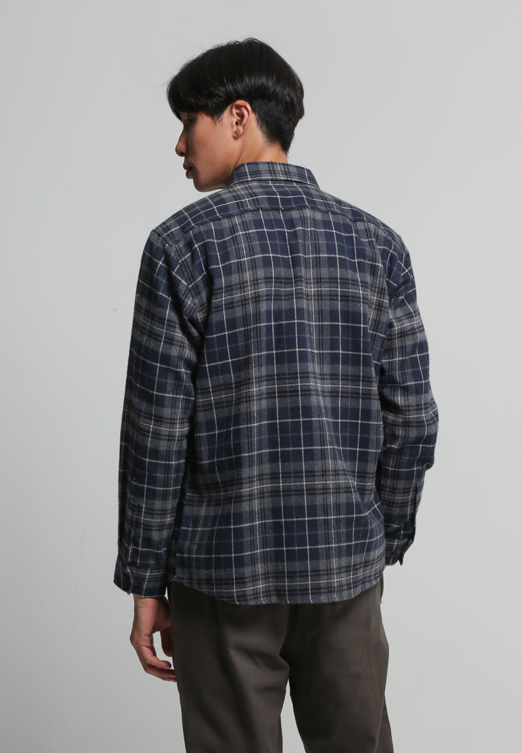 Navy Checks Relaxed Shirt