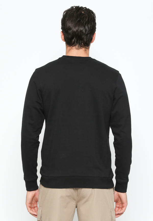 Men'S Black Long Sleeve Sweatshirt With Front Pocket