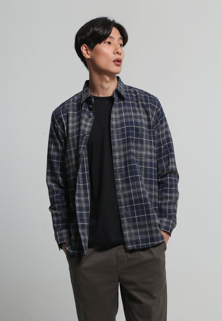 Navy Checks Relaxed Shirt