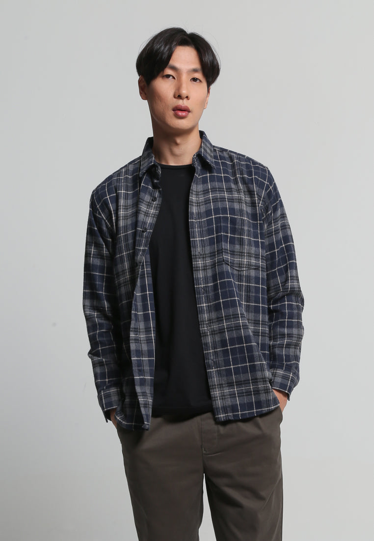 Navy Checks Relaxed Shirt
