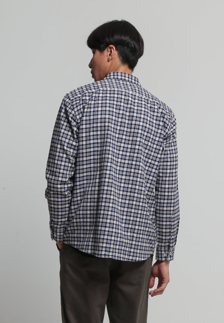 Navy Casual Flannel Shirt