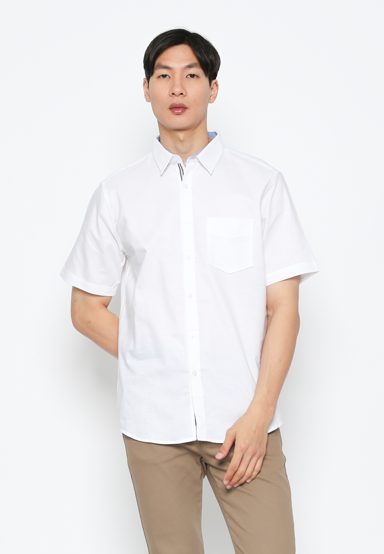 Casual Oxford Shirt Short Sleeve White