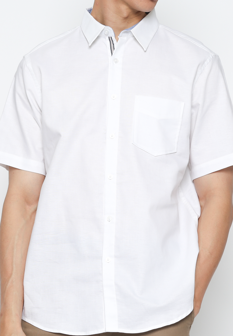 Casual Oxford Shirt Short Sleeve White