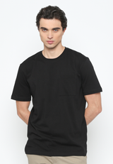 Men's Black Plain T-Shirt With Pocket