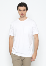 Men's White Plain T-Shirt With Pocket