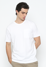 Men's White Plain T-Shirt With Pocket