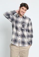 Navy Checked Flannel Shirt