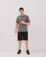 Men's Gray Short Sleeve Flannel Shirt