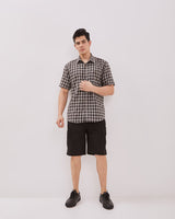 Men's Gray Short Sleeve Flannel Shirt