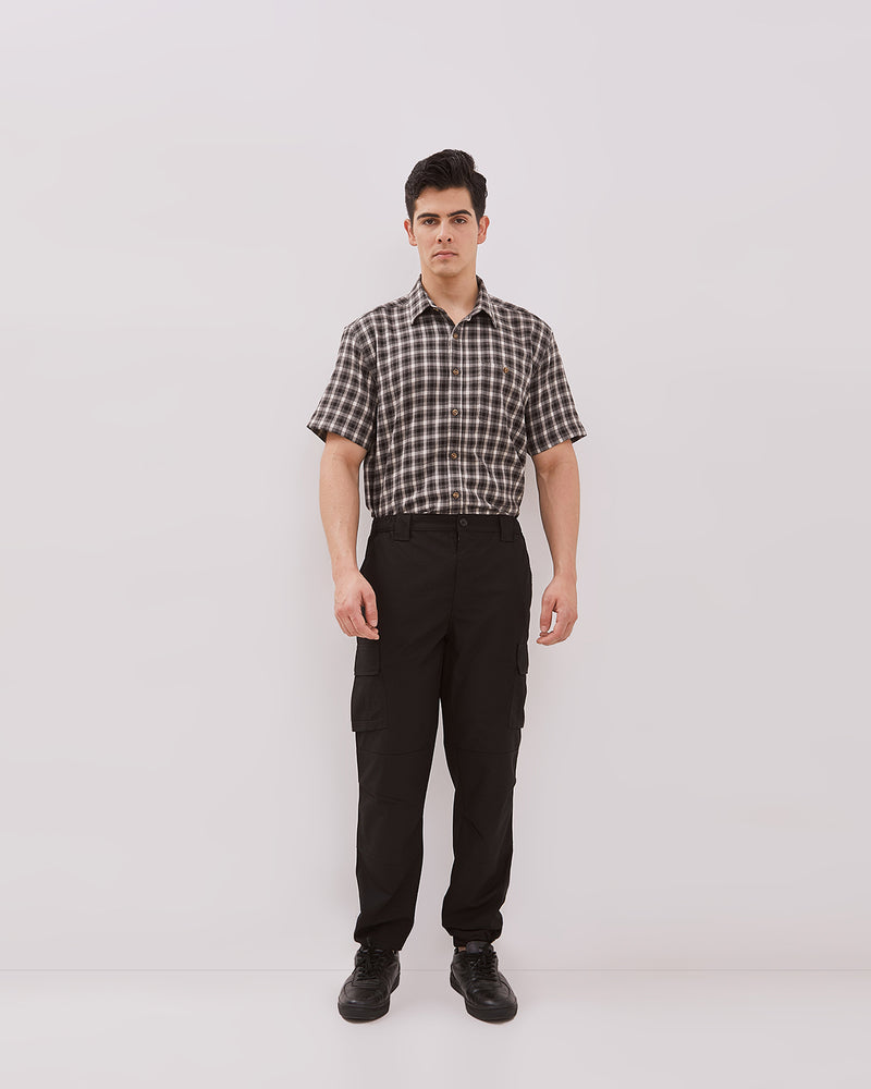 Men's Black Ripstop Cargo Trousers