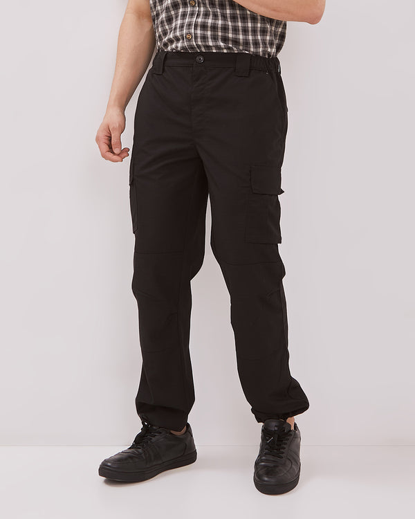 Men's Black Ripstop Cargo Trousers