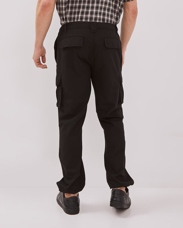 Men's Black Ripstop Cargo Trousers