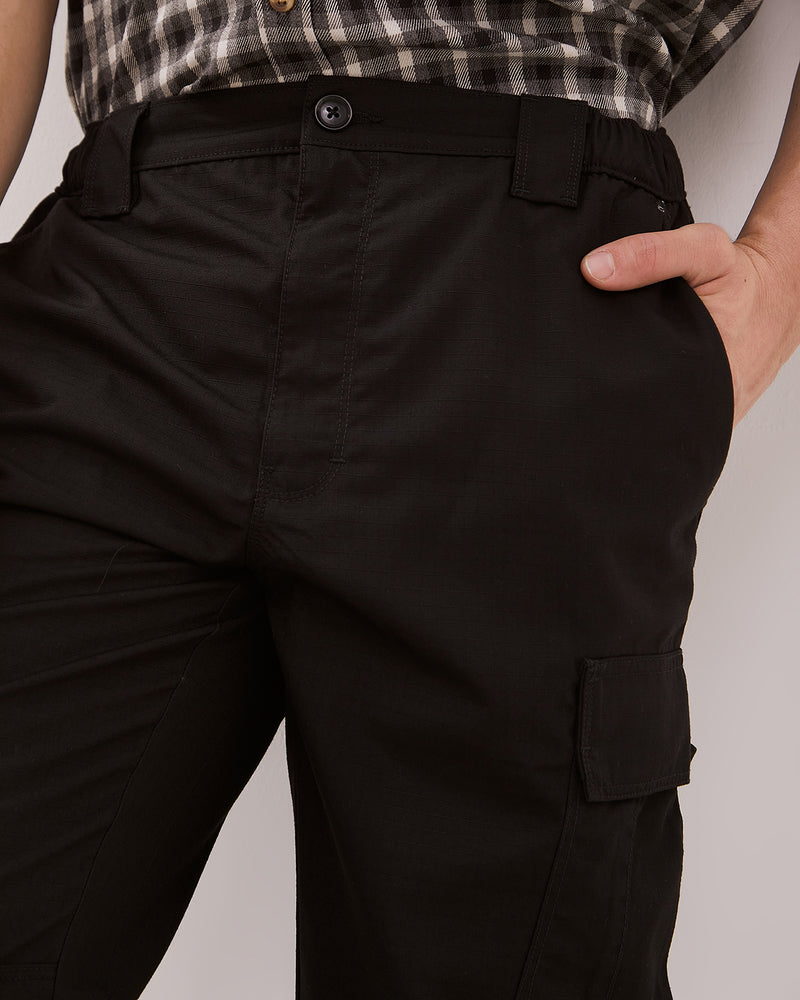 Men's Black Ripstop Cargo Trousers