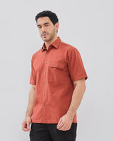Regular Short Sleeve Vented Shirt Red